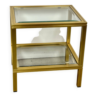 Side table, end table Pierre Vandel in Golden Aluminum vintage 1970