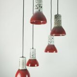 1970s mid century pendant light 5-light cascading lamp with fat lava cerami