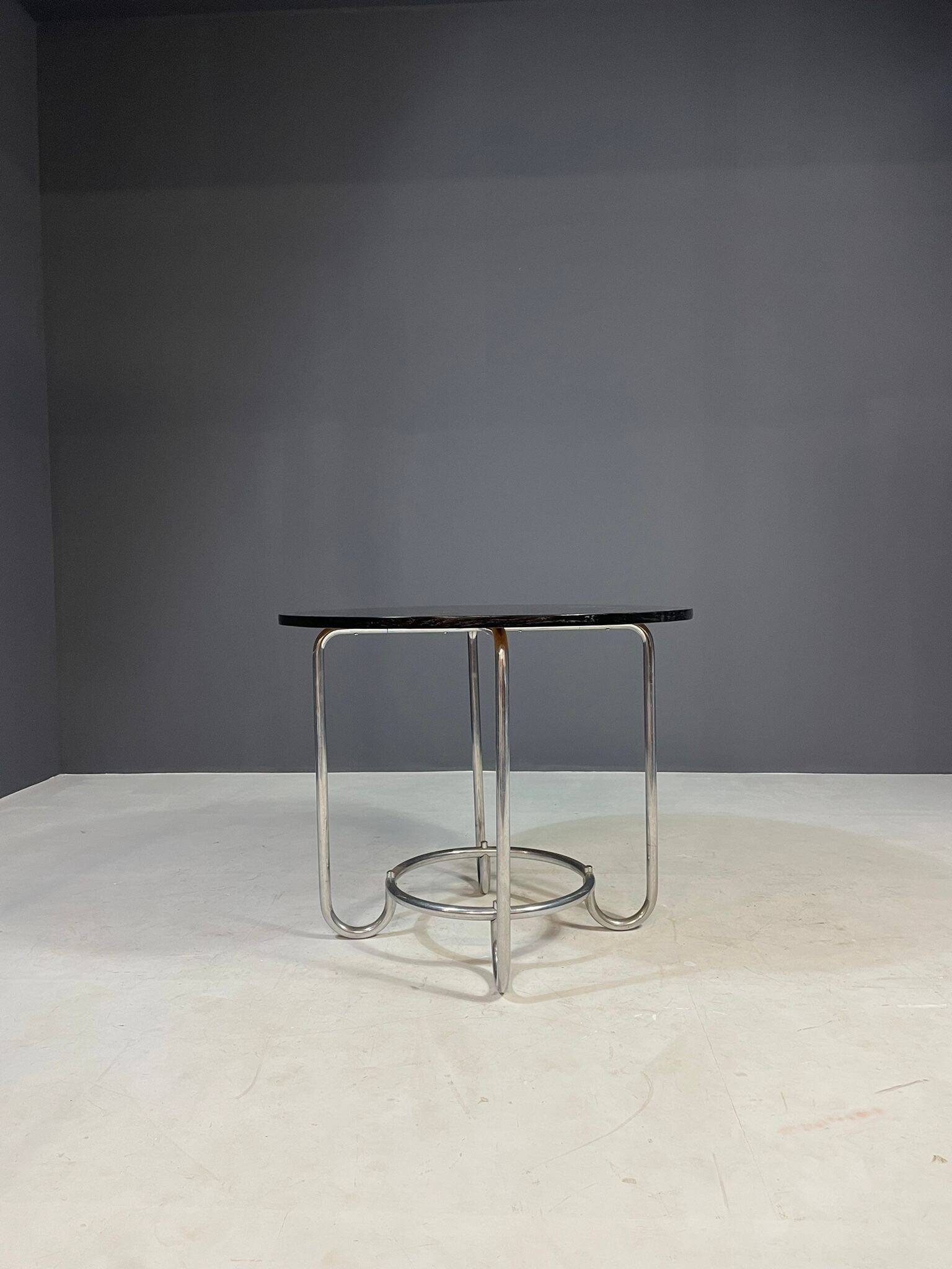Table basse ronde Bauhaus par Robert Slezák, Tchécoslovaquie, années 1930
