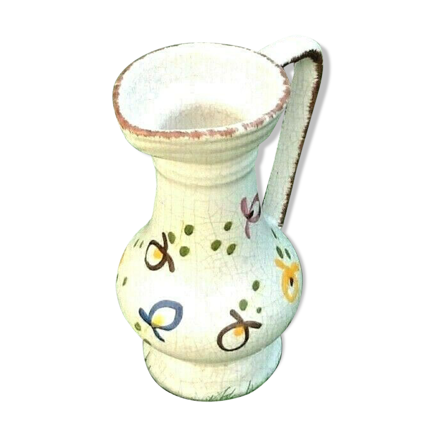 Cracked white pitcher Sandstone of " Puisaye "  1960