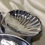 Stainless steel serving platter in the shape of seashells