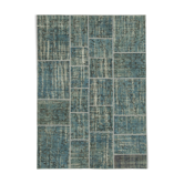 Handmade anatolian vintage 171 cm x 240 cm blue patchwork carpet