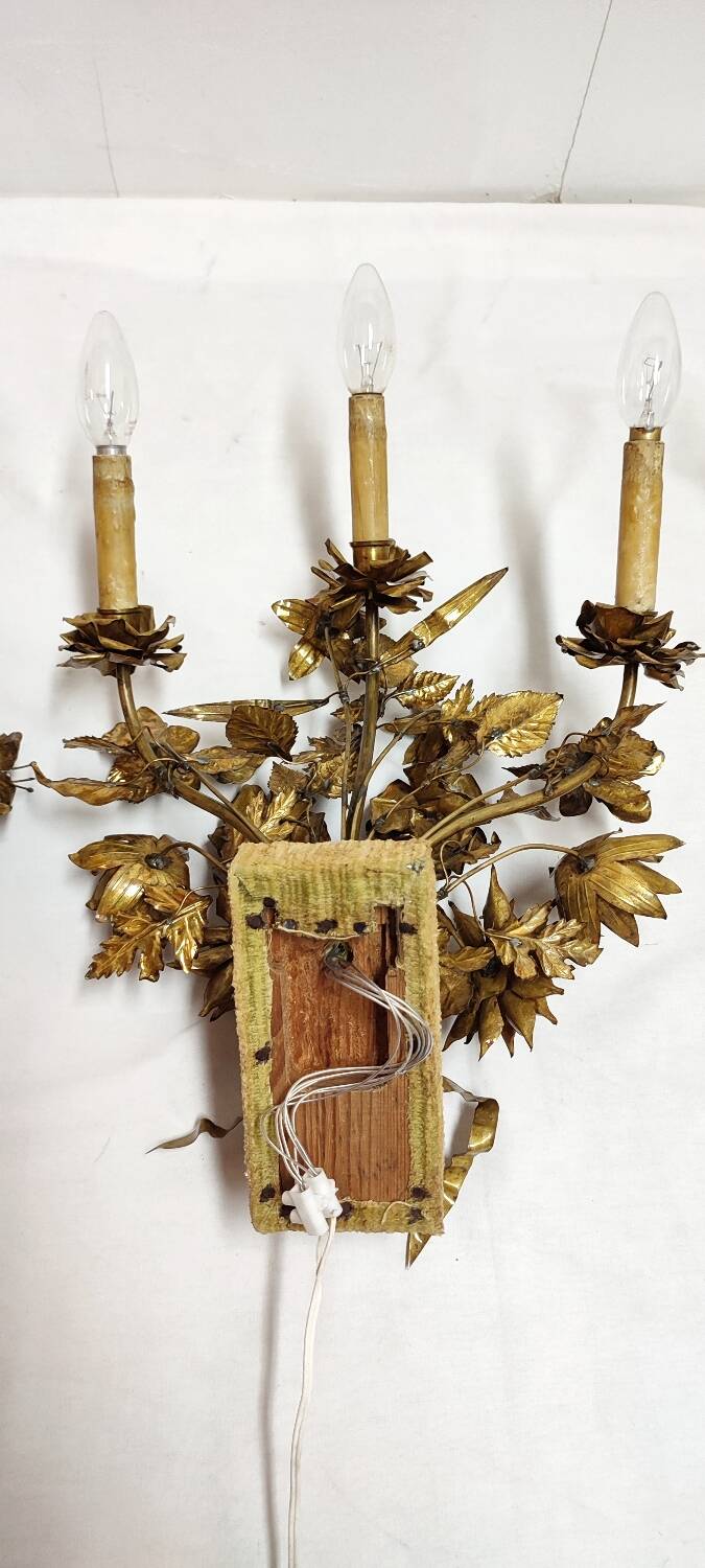 Pair of brass appliques. France, 1960s.