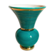 Vase art-déco en barbotine vert et or