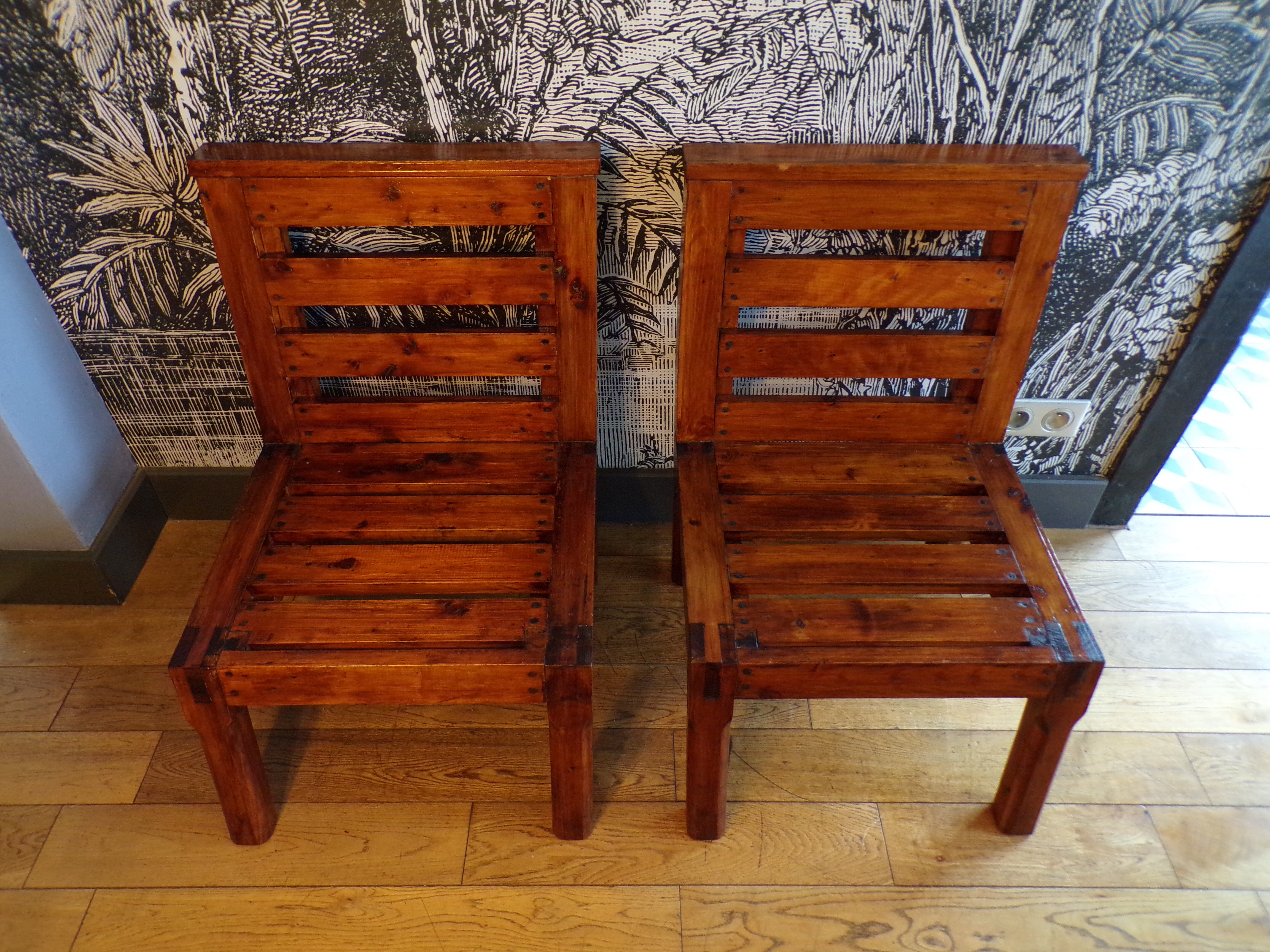 Pair of 1960 pine chairs