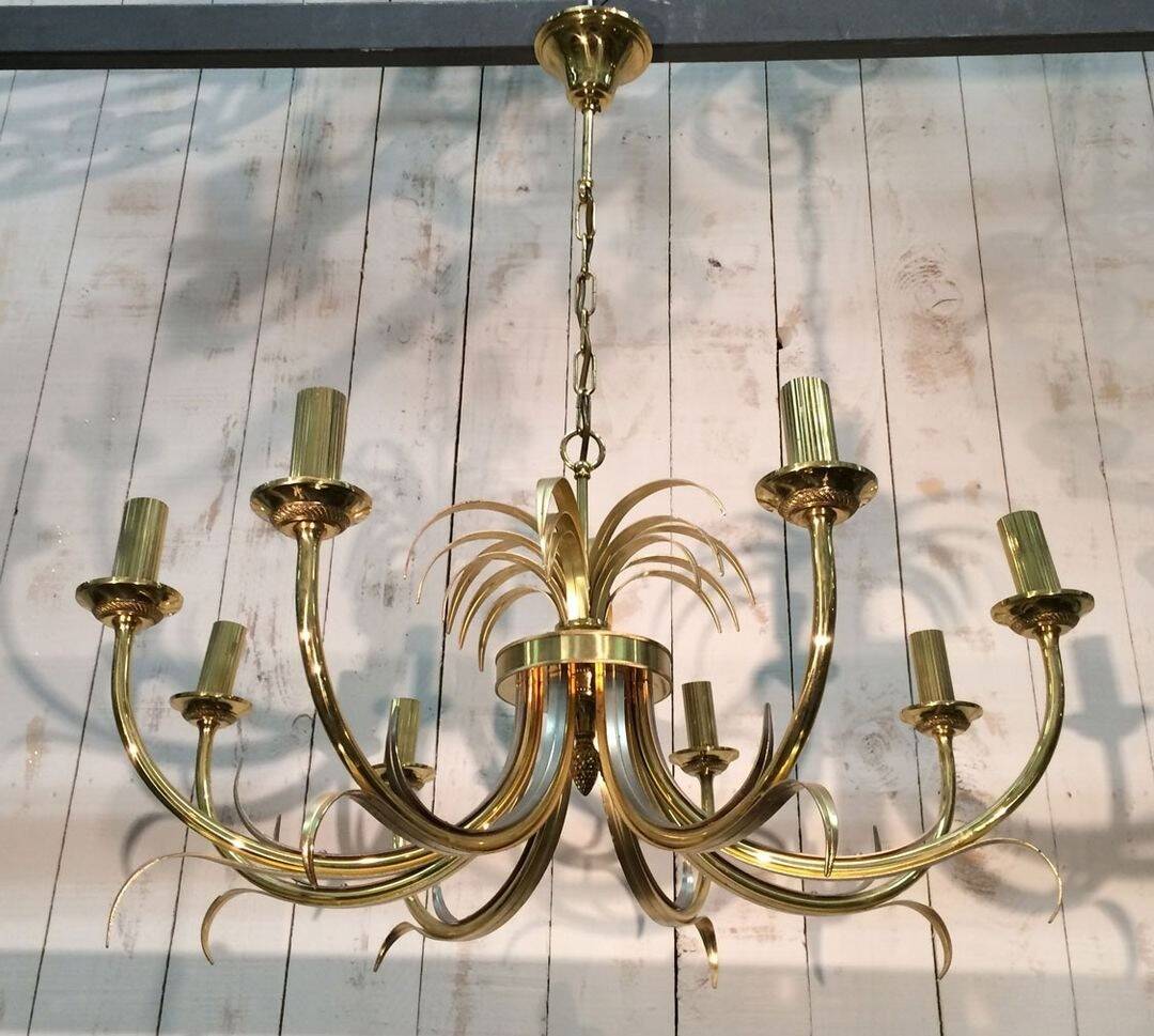 Brushed Metal and Gold Pineapple Pendant Light, Mid-Century Modern, French Work