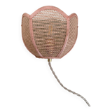 Vintage lampshade wall light in pink natural material