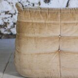 Chauffeuse d'angle Togo velours beige par Michel Ducaroy pour Ligne Roset