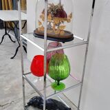 Designer chrome column display shelf - 1970s