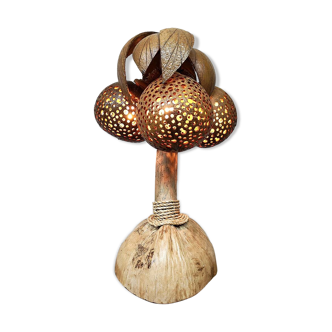 Lampe de table vintage en cocotier