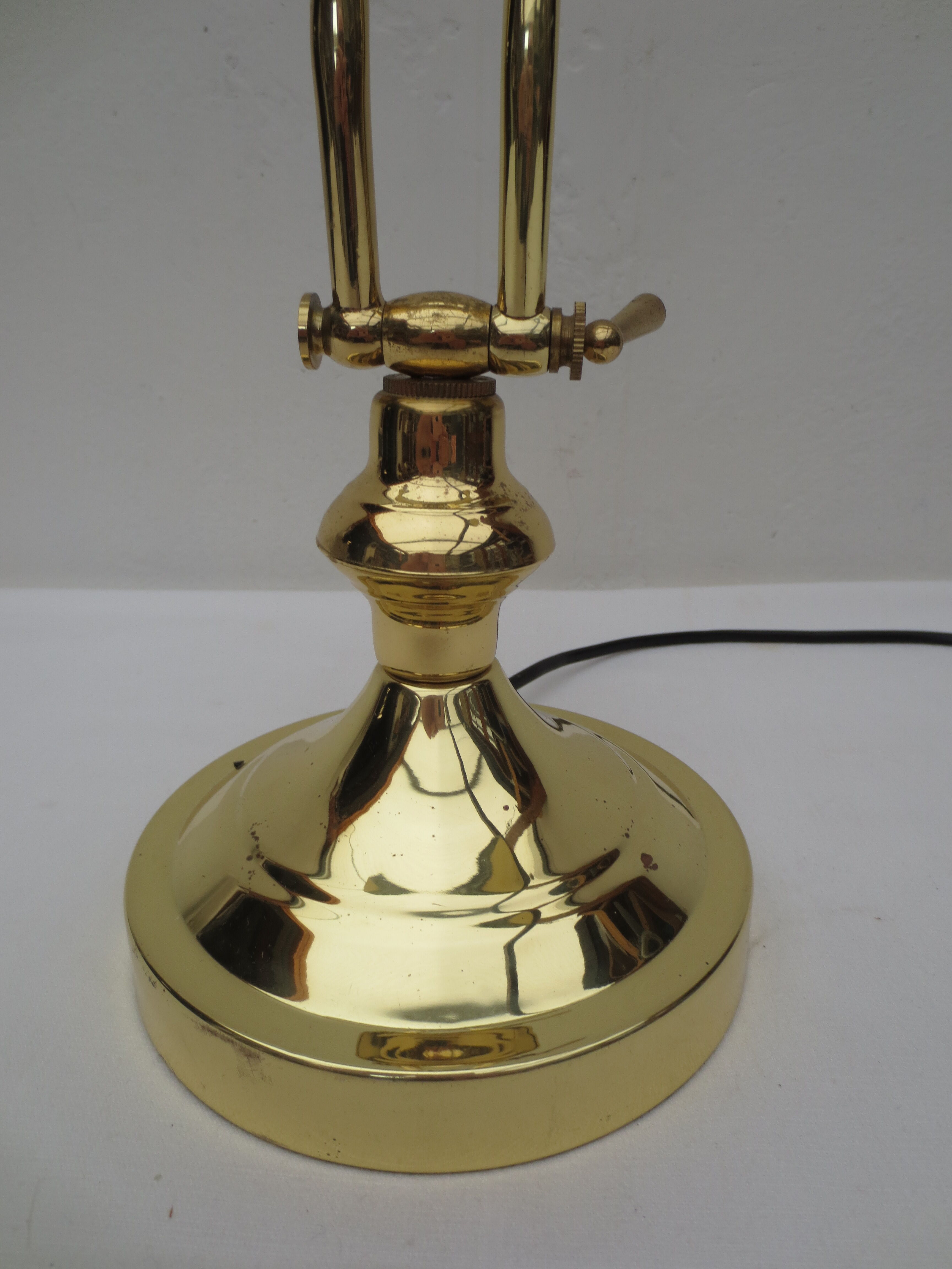 Desk/bank lamp, hinged gilded brass