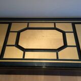 Beautiful coffee table lacquered in black, eggshell and blue