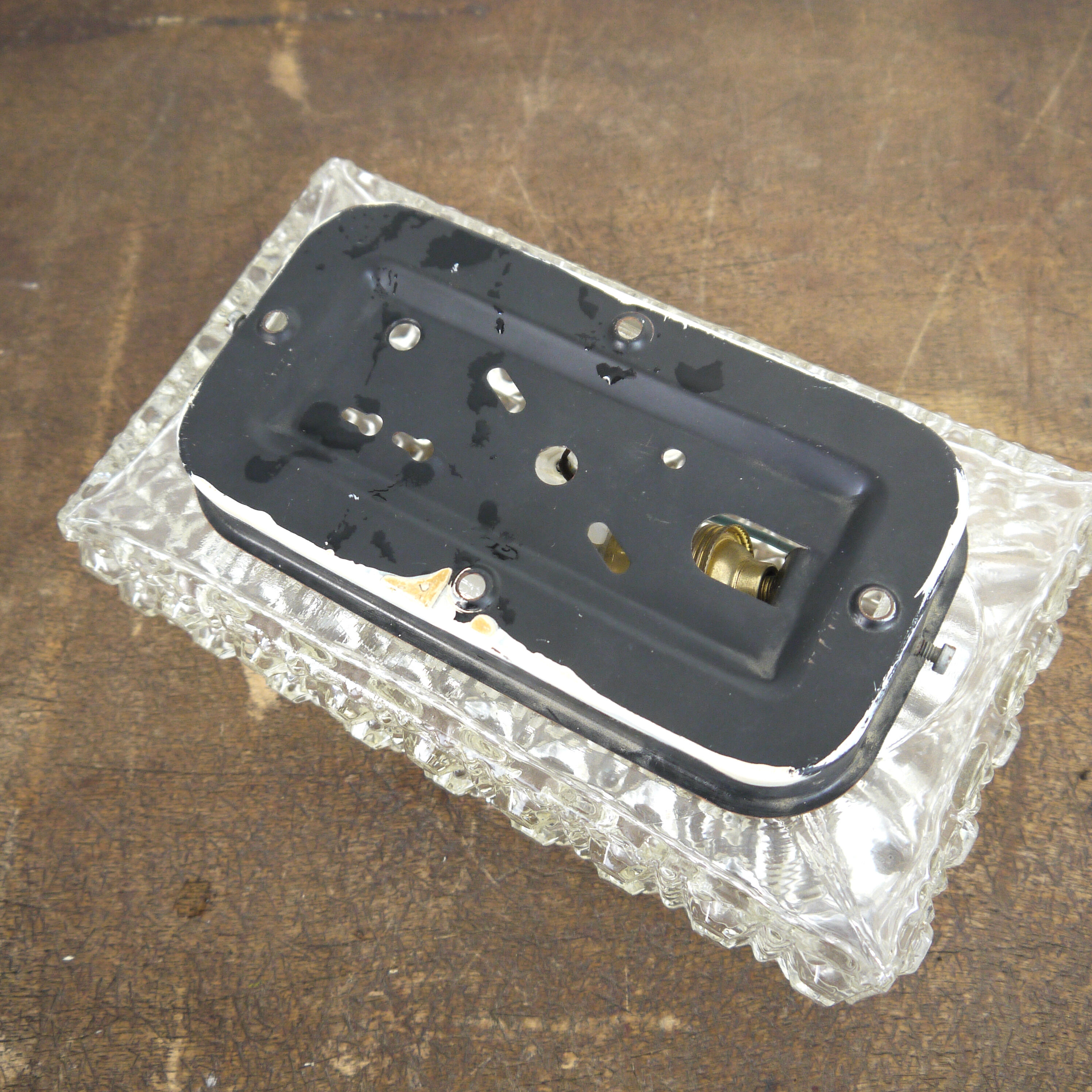 Rectangular chiseled glass ceiling light