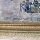 Original Swedish Mid-Century Oil on Panel " Mårtenstorget with Krognoshuset in Lund!t" by CIris