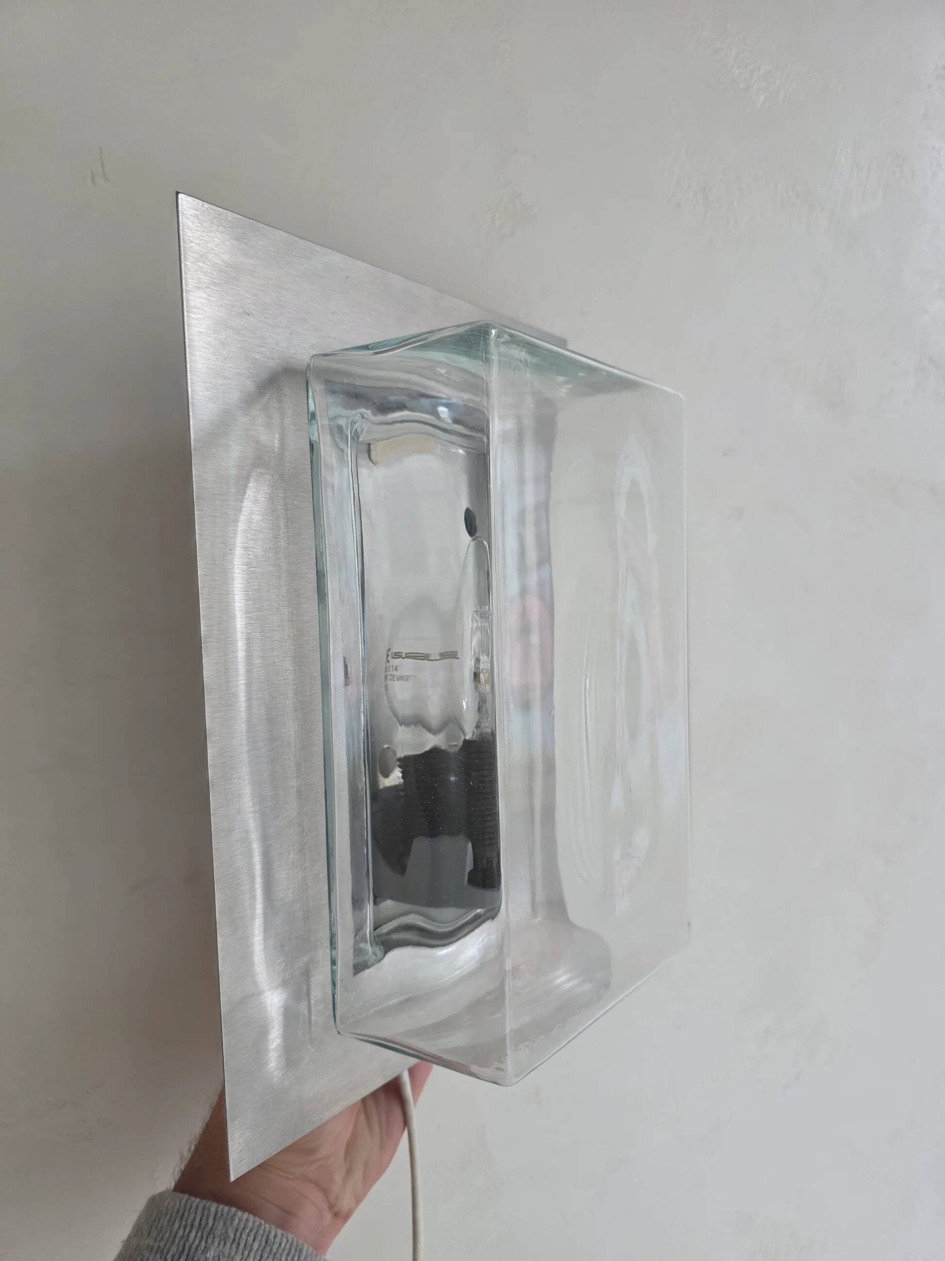Stainless steel and glass wall lamp