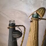 Lot of Scoubidou bottles from the 1960s to the 1970s, 1 black and 1 cream 44x10