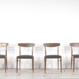 Ensemble de 4 chaises vintage en teck et similicuir. Vintage Moderne / Rétro / Danois