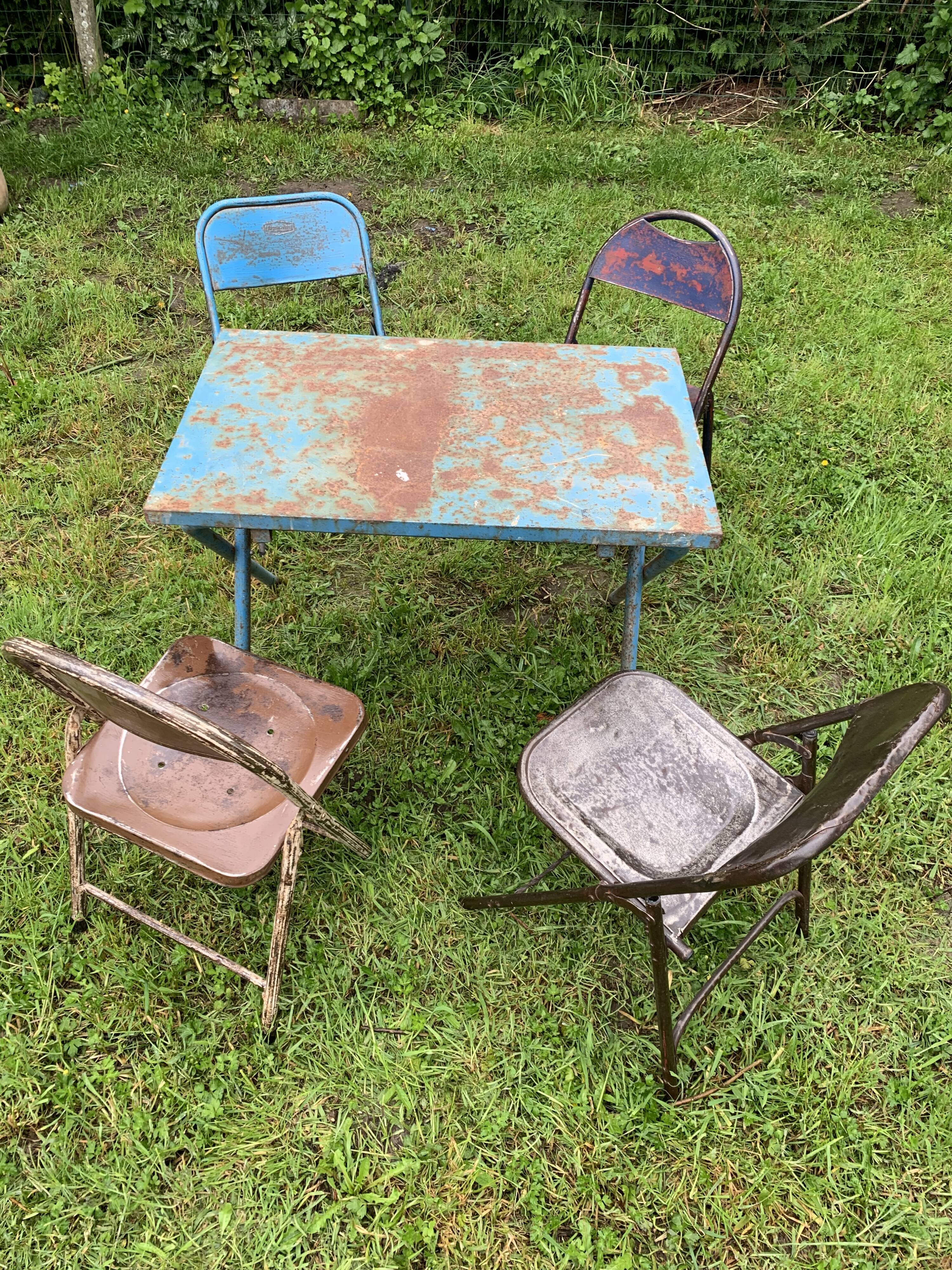 Folding metal chairs