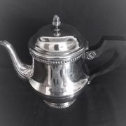 Tea and coffee set on tray, in silver metal Ercuis Goldsmith