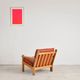 Brutalist armchair in oak and leather by Tage Poulsen, Denmark, 1970s.