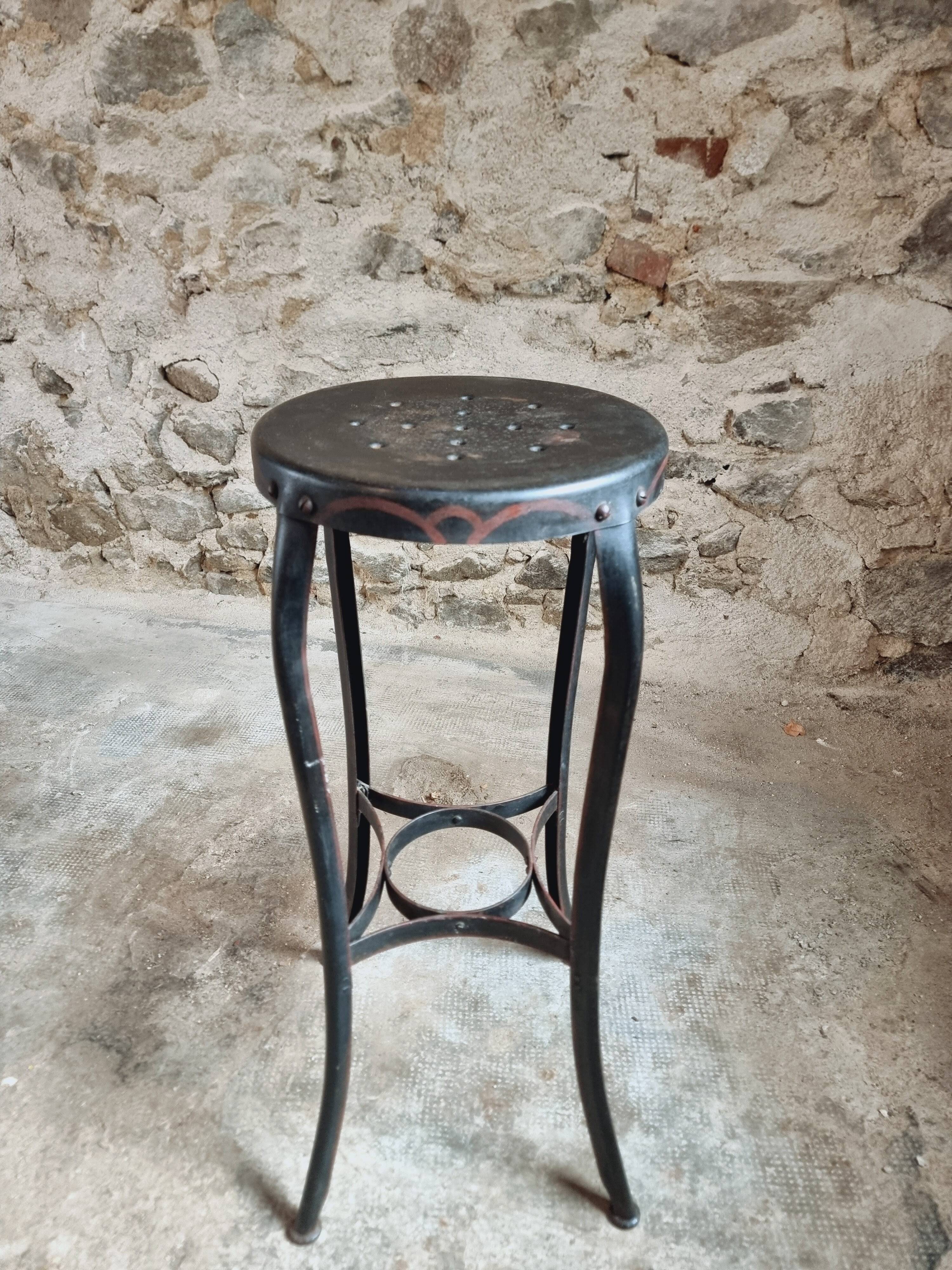 Antique Industrial Stool – Toledo Art Steel Co., 1930s, Bar Stool