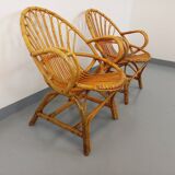 Pair of vintage rattan armchairs from the 60s