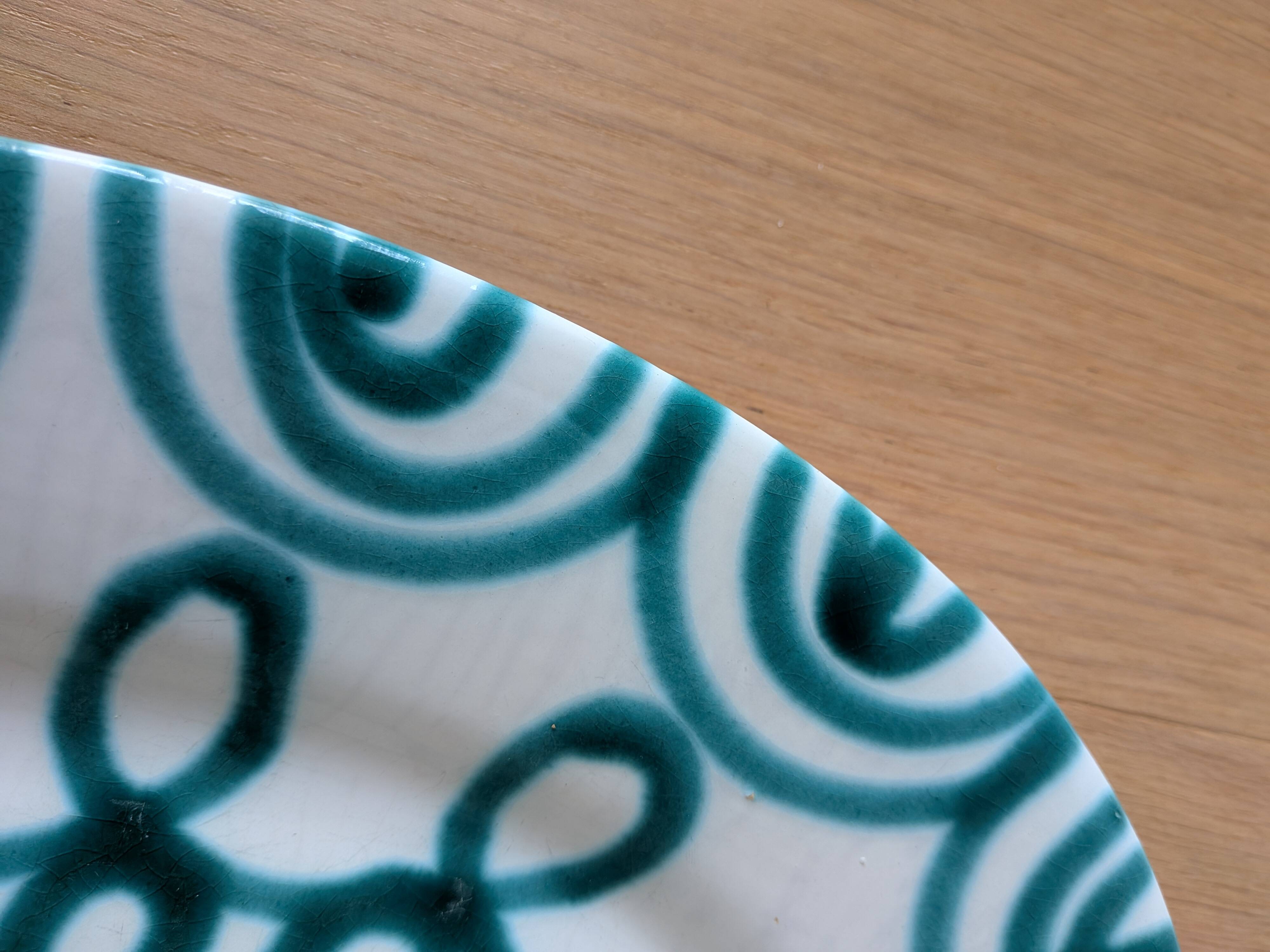 Vintage Gmundner Keramik Serving Oval Plate / Austria / Green Flamed / 2