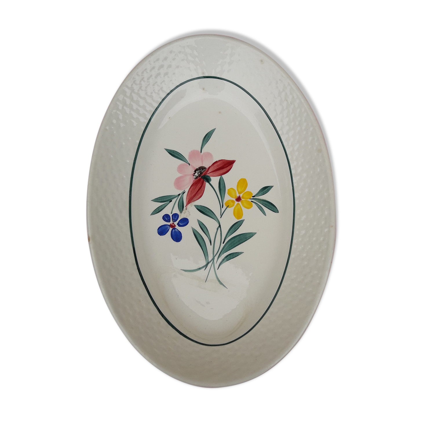 Ravier oval in earthenware of Digoin Sarreguemines model Fabiola L 21,5 cm