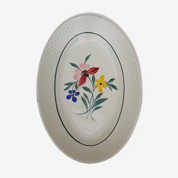 Ravier oval in earthenware of Digoin Sarreguemines model Fabiola L 21,5 cm