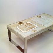 Table basse céramique / chrome — Jean Gregorieff, France, 1970s