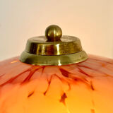 Art Deco mushroom table lamp, pink Clichy glass