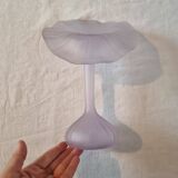 1960s Designer "Jack In The Pulpit" Flower Shaped Blown Glass Vase Lilac Color