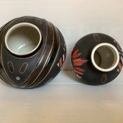 Pair of matte and glazed ceramic vases
