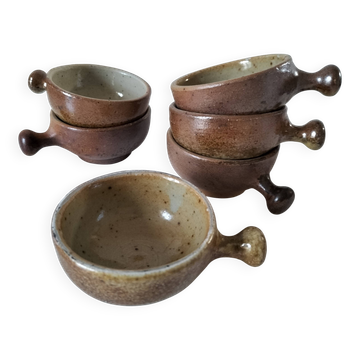Set of 6 mini stoneware pots