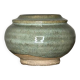 Blue glazed stoneware pot