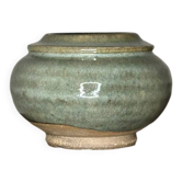 Blue glazed stoneware pot