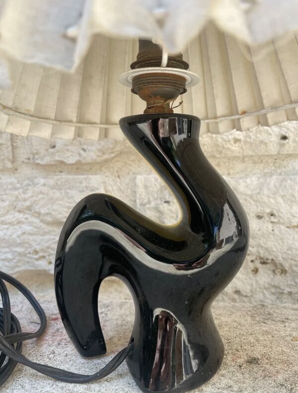 Lampe céramique années 50 Vallauris noir et jaune