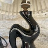 50s Vallauris black and yellow ceramic lamp