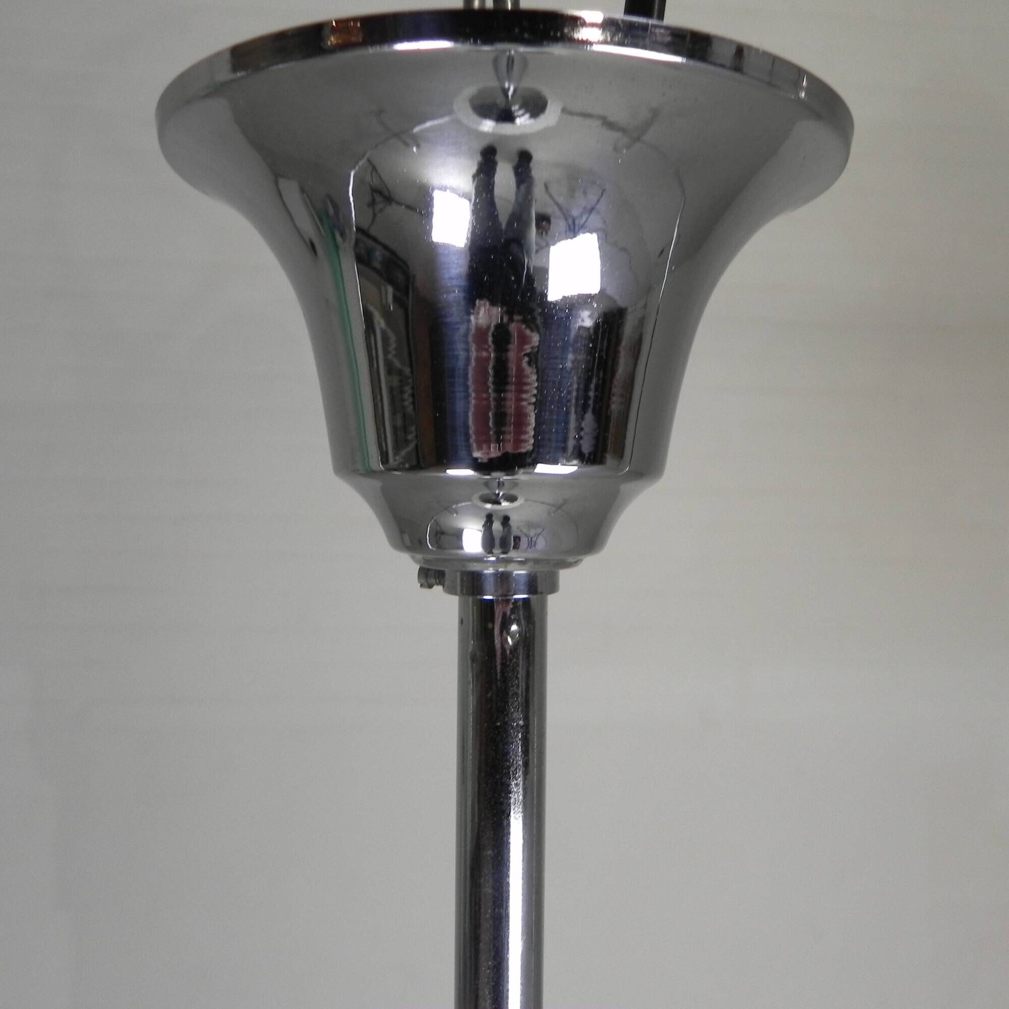 Art Deco suspension with opaline lampshade, Val St Lambert, 1930s