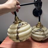 Pair of marbled opaline wall lights
