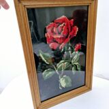 Canvas under vintage pink frame on black background