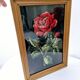 Canvas under vintage pink frame on black background