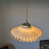 Vintage pendant light in serrated opaline
