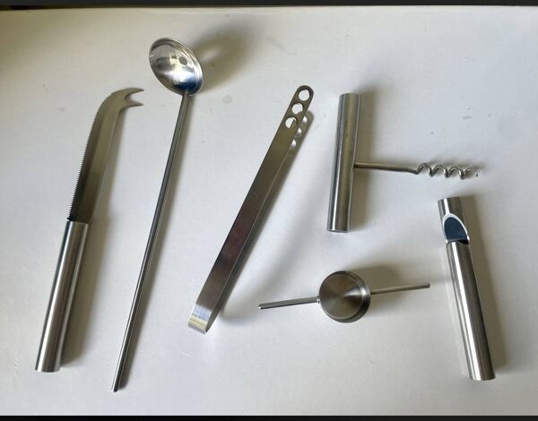 Vintage Stelton Bar Set Design Arne Jacobsen 6 pcs ensemble Design danois