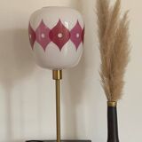 Lampe de table à poser avec un globe vintage "Jacquard" en verre et un pied doré