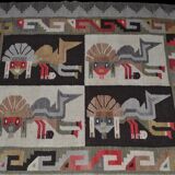 Tapis péruvien en laine, 113 cm x 154 cm, nouée main vers 1970, bon état