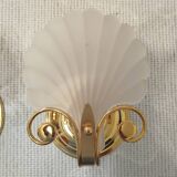 Paire d'appliques murales coquillage Hollywood Regency Italie