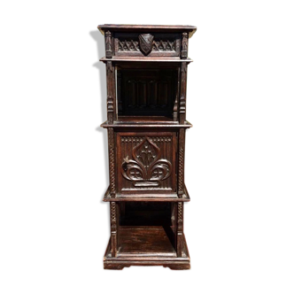 Gothic-style carved oak bedside