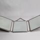 Ancien miroir de barbier triptyque, cadre métal et dos simili cuir 1930