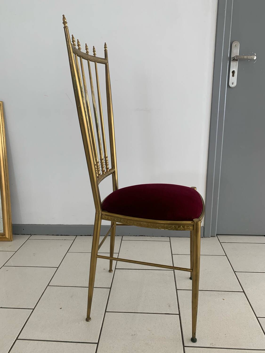 Vintage Chiavari Velvet Chair Circa 1960 Italy